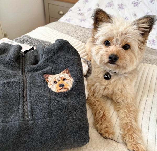 Embroidered Pet Portrait Fleece Quarter Zip - Lucy and Lola Shop