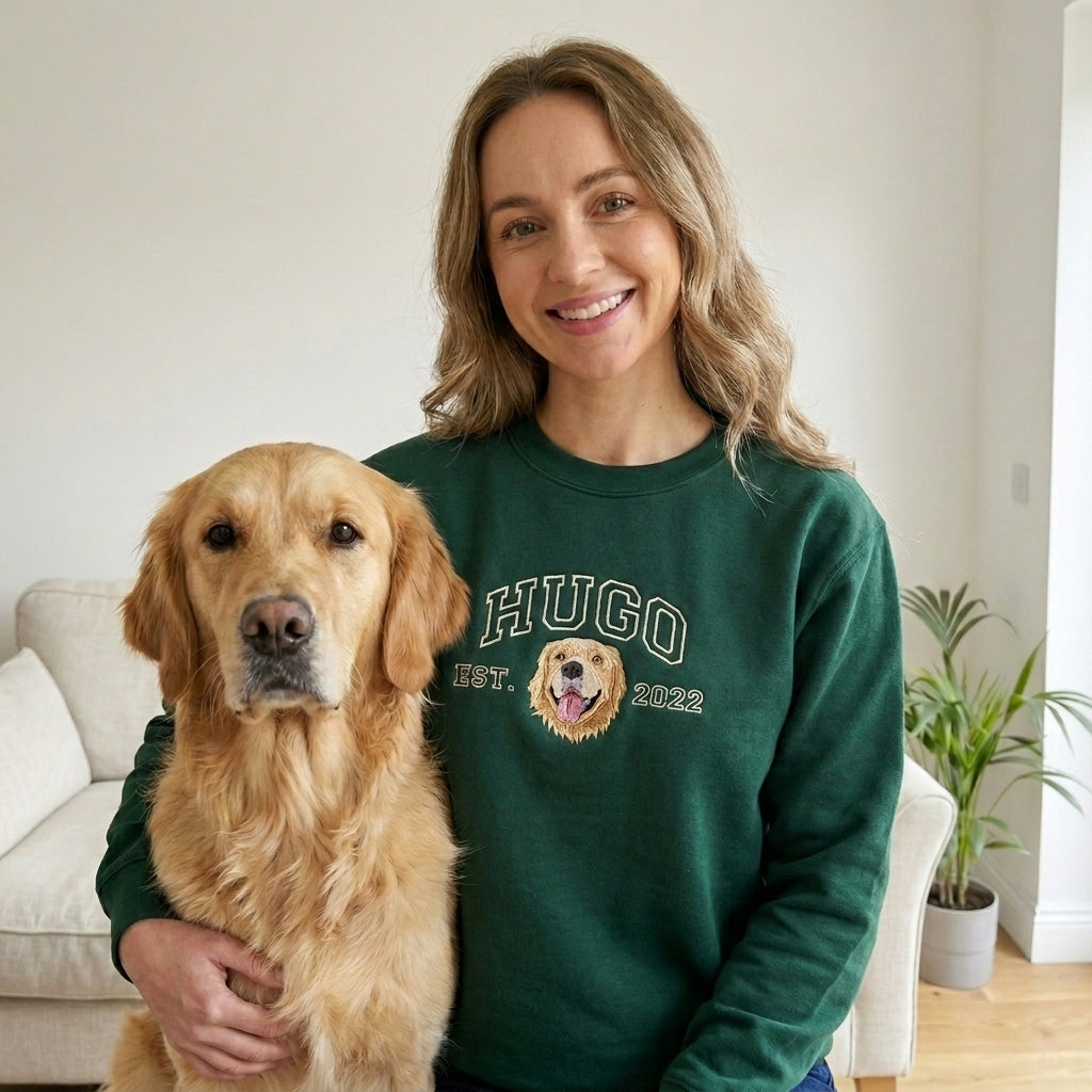Embroidered Pet Portrait College Sweatshirt