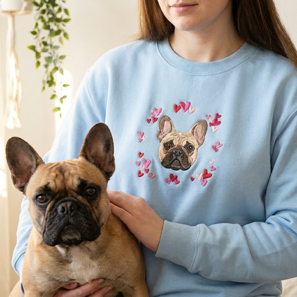 Embroidered Pet Portrait Hearts Sweatshirt