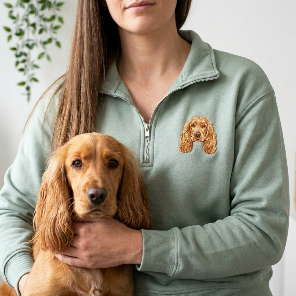 Embroidered Pet Portrait Quarter Zip Sweatshirt
