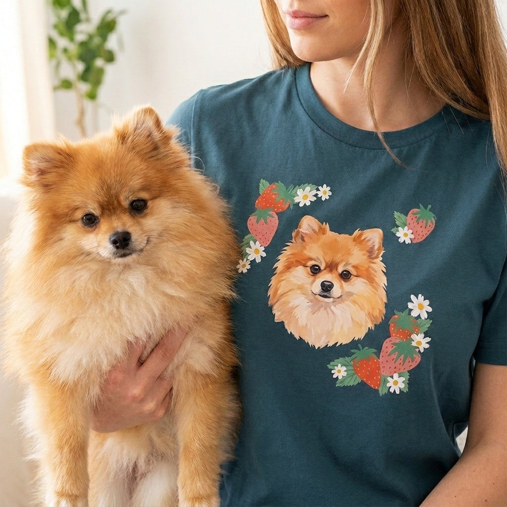 Printed Pet Portrait Strawberry T-Shirt