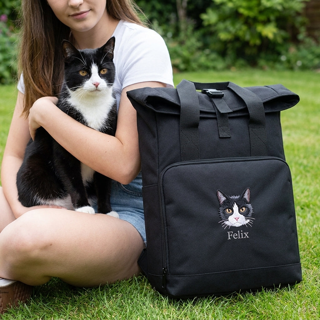 Embroidered Pet Portrait Recycled Backpack