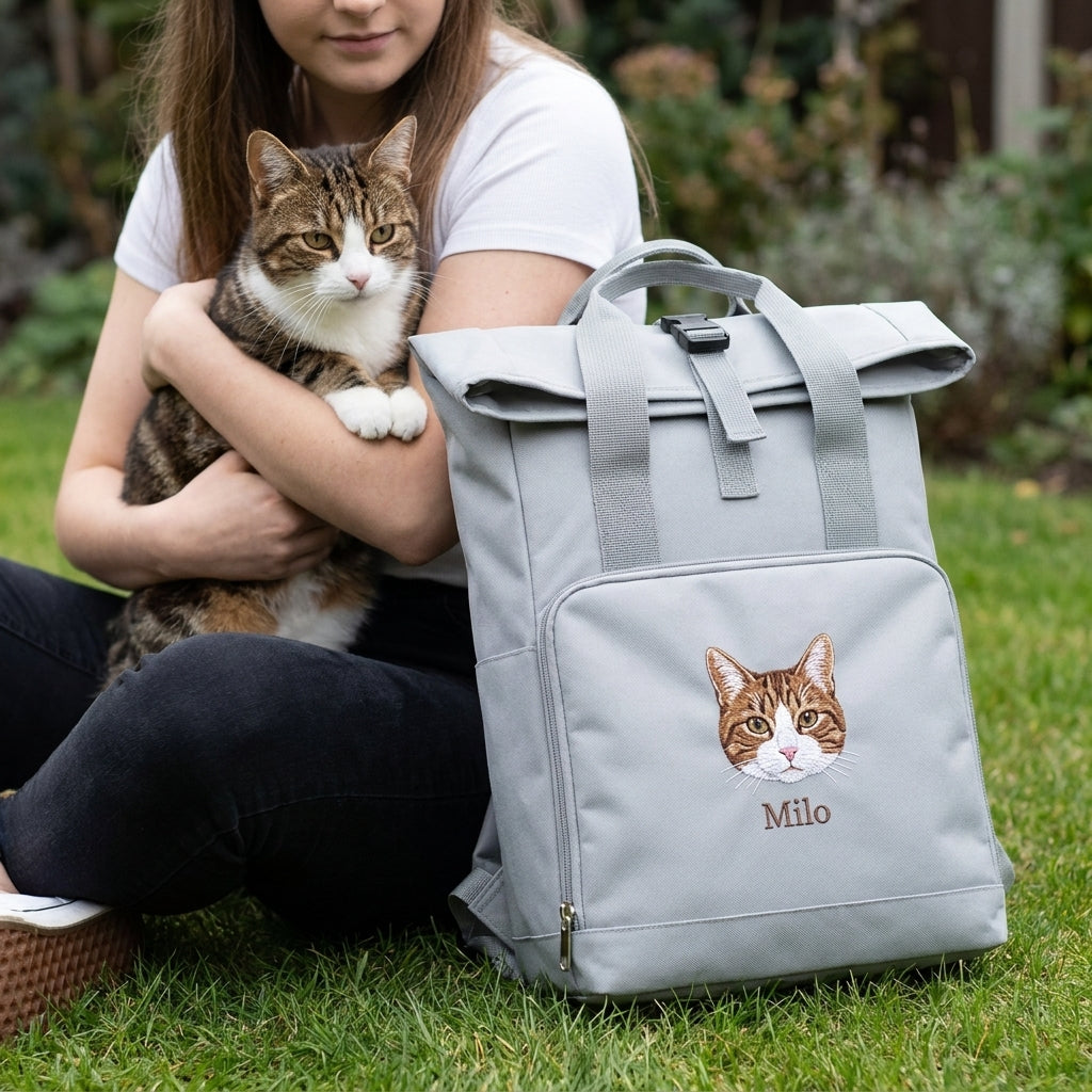 Embroidered Pet Portrait Recycled Backpack