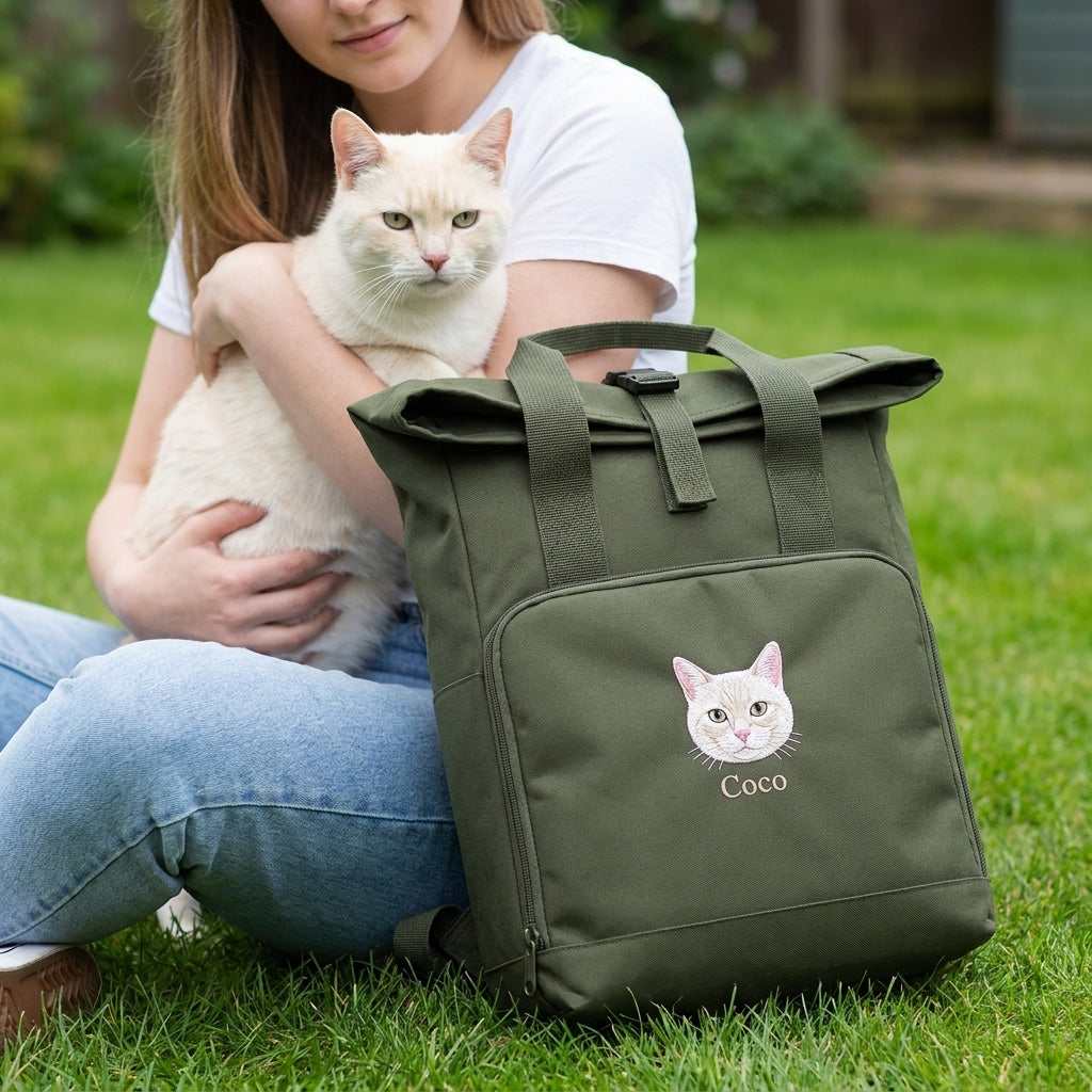 Embroidered Pet Portrait Recycled Backpack