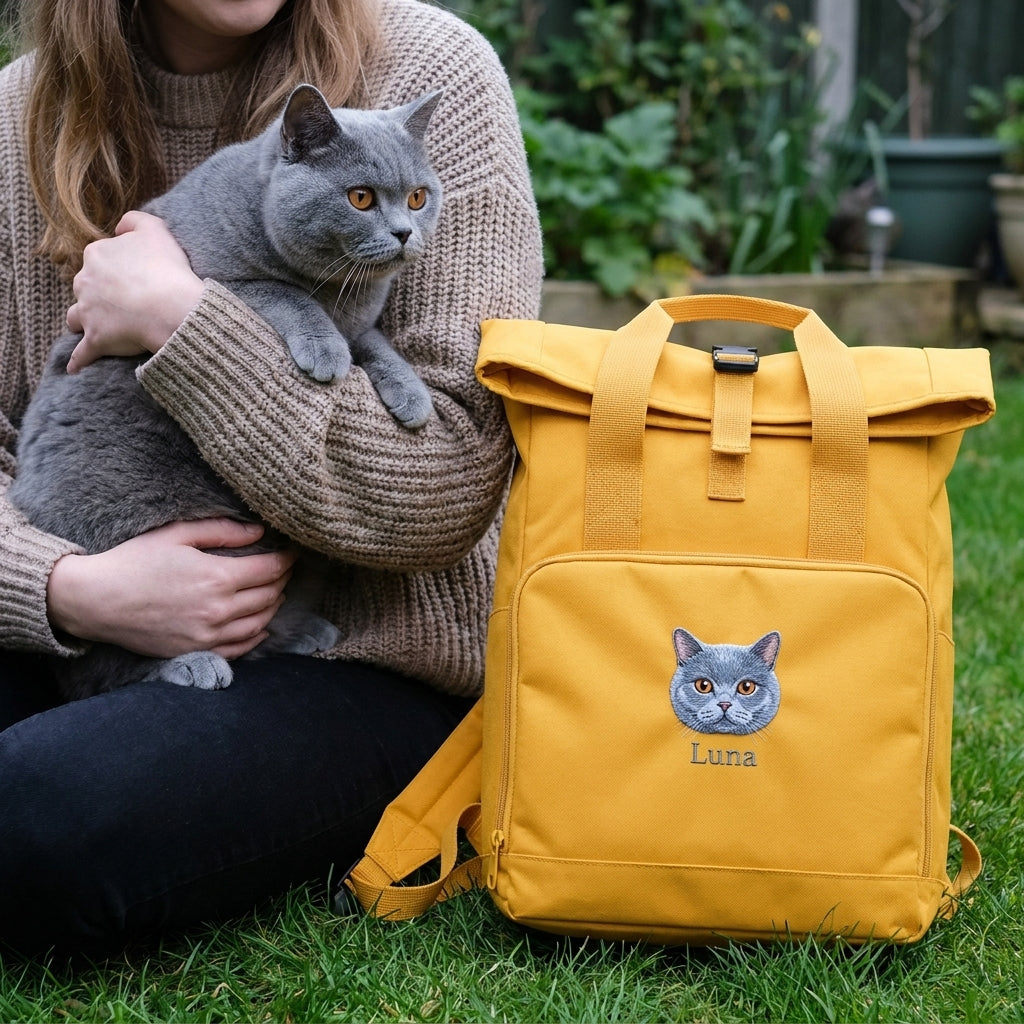 Embroidered Pet Portrait Recycled Backpack