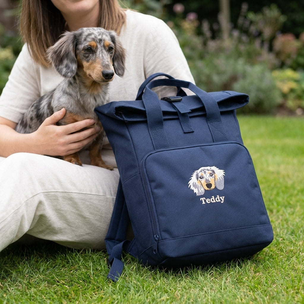 Embroidered Pet Portrait Recycled Backpack