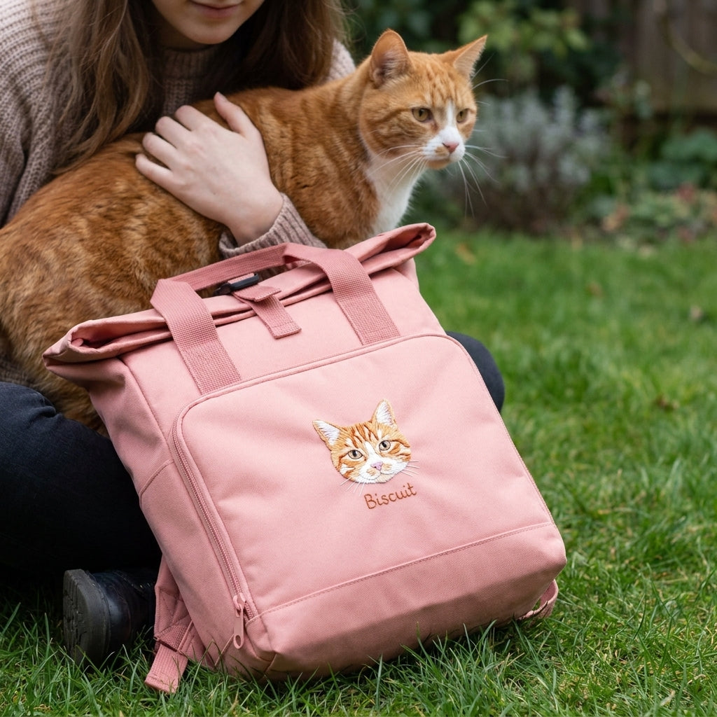 Embroidered Pet Portrait Recycled Backpack