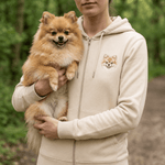CLEARANCE: Beige Embroidered Pet Portrait Zip Up Hoodie Sweatshirt - Lucy and Lola Shop
