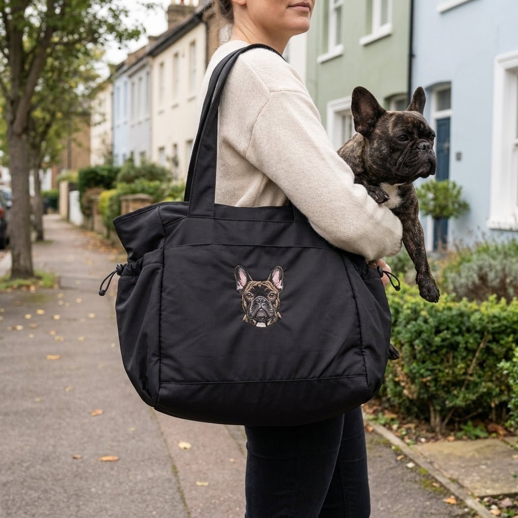 Custom Embroidered Pet Portrait Recycled Oversized Tote Bag - Lucy and Lola Shop
