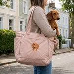 Custom Embroidered Pet Portrait Recycled Oversized Tote Bag - Lucy and Lola Shop