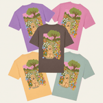 Custom Pet Portrait Printed Flower Garden T-shirt - Lucy and Lola Shop