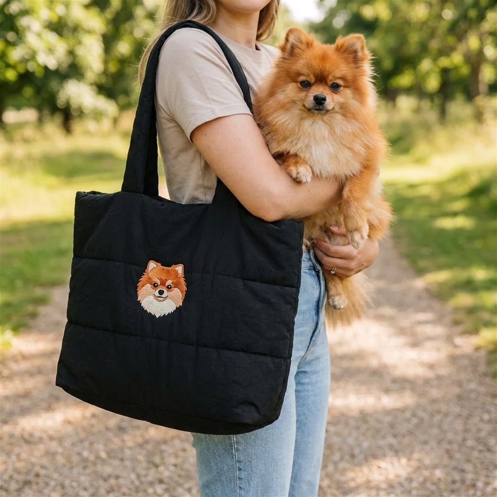 Custom Pet Quilted Tote Bag with Embroidered Portrait - Lucy and Lola Shop