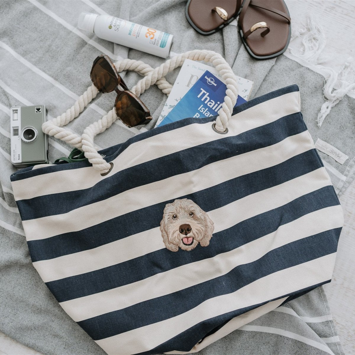Embroidered Pet Portrait Beach Bag - Lucy and Lola Shop