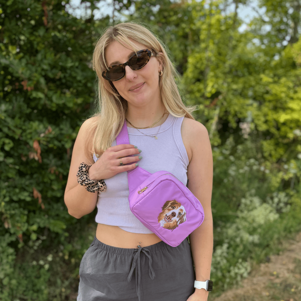 Embroidered Pet Portrait Bum Bag Cross Body Bag - Lucy and Lola Shop