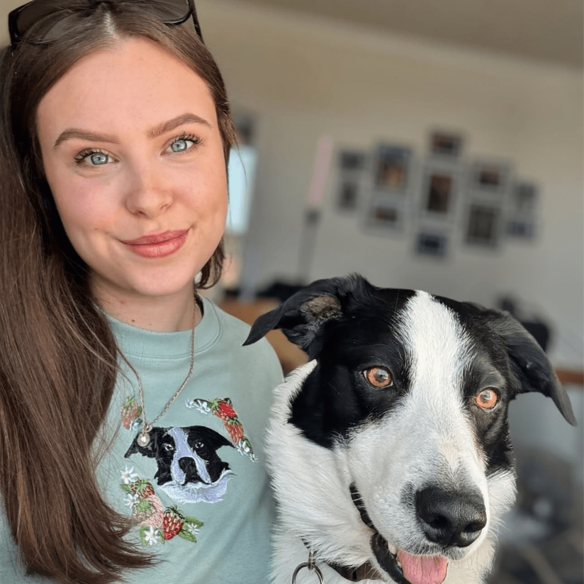Embroidered Pet Portrait Organic Strawberry Sweatshirt - Lucy and Lola Shop