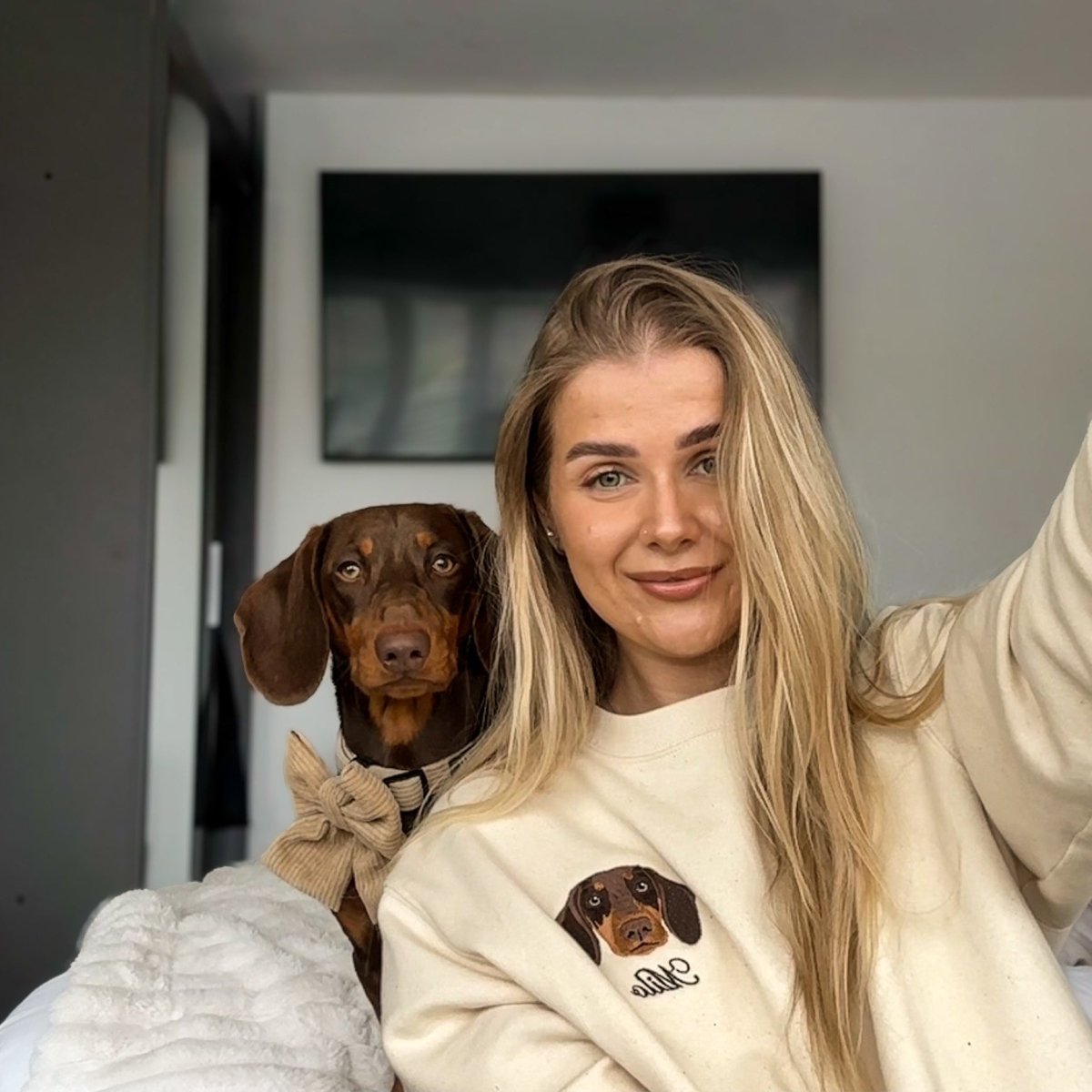 Embroidered Pet Portrait Organic Sweatshirt - Lucy and Lola Shopcustom pet embroidered sweatshirt