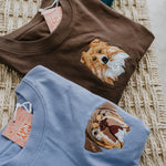 Embroidered Pet Portrait 100% Organic Cotton T-Shirt - Lucy and Lola Shop- Custom embroidered pet t shirt