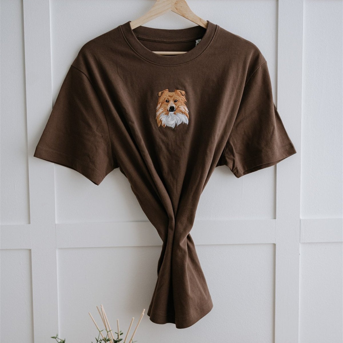 Embroidered Pet Portrait 100% Organic Cotton T-Shirt - Lucy and Lola Shop- Custom embroidered pet t shirt