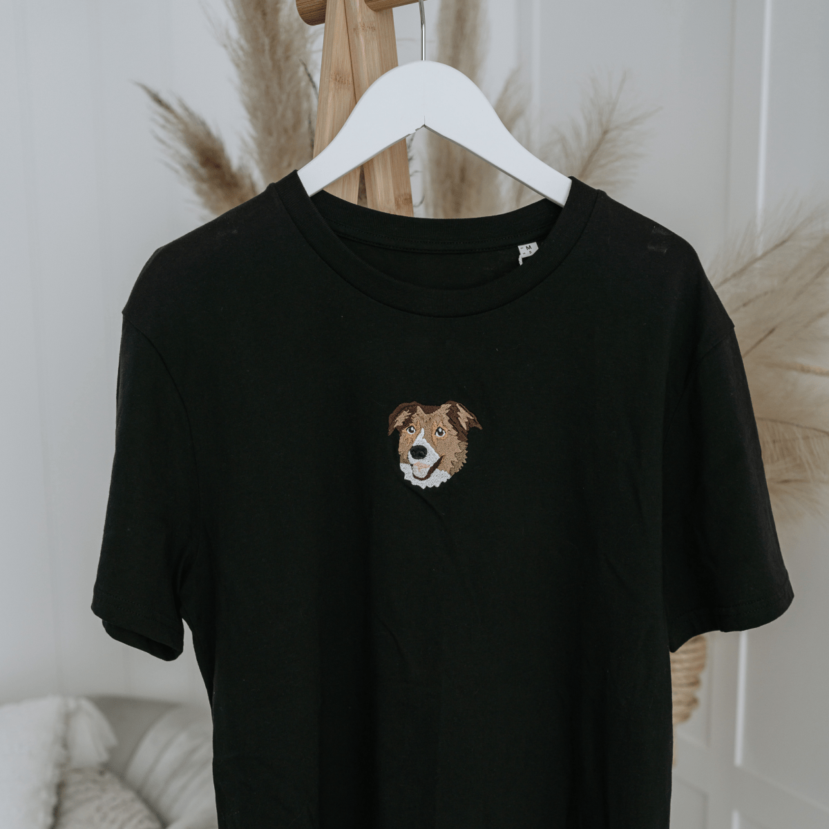 Embroidered Pet Portrait 100% Organic Cotton T-Shirt - Lucy and Lola Shop- Custom embroidered pet t shirt