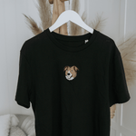 Embroidered Pet Portrait 100% Organic Cotton T-Shirt - Lucy and Lola Shop- Custom embroidered pet t shirt