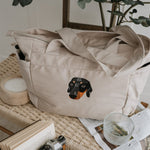 Embroidered Pet Portrait Recycled Oversized Tote Bag - Lucy and Lola Shop