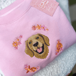 Embroidered Pet Portrait Spring Flowers Organic Sweatshirt - Lucy and Lola Shop