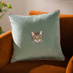 Embroidered Pet Portrait Velvet Piped Cushion - Lucy and Lola Shop
