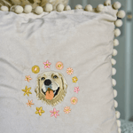 Embroidered Pet Portrait Velvet Pom Pom Cushion - Lucy and Lola Shop