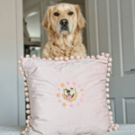 Embroidered Pet Portrait Velvet Pom Pom Cushion - Lucy and Lola Shop