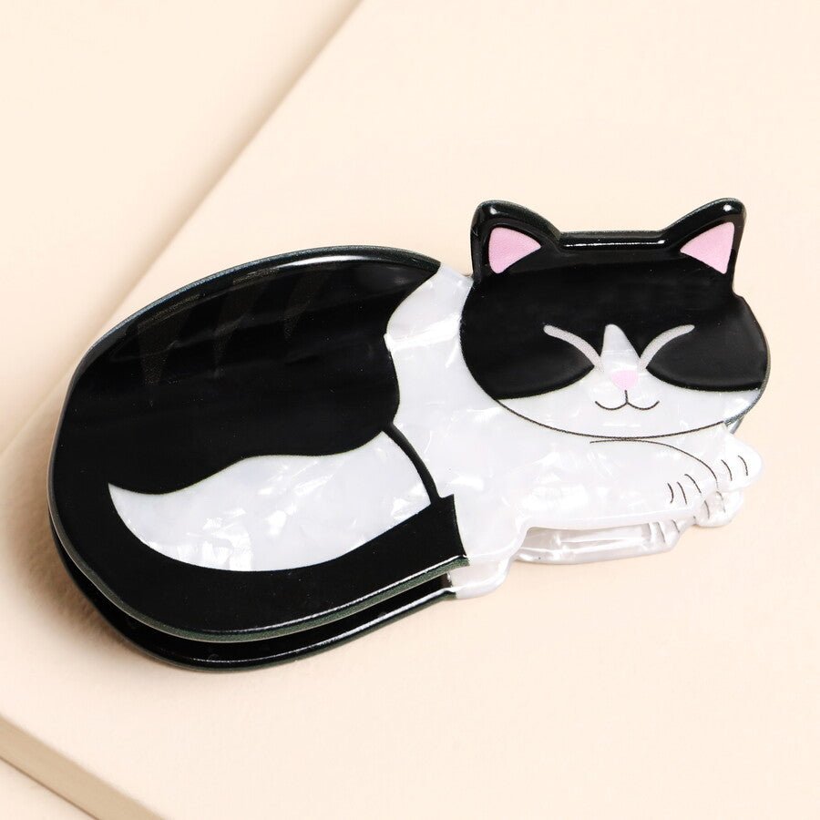 Large Black and White Cat Hair Clip - Lucy and Lola Shop