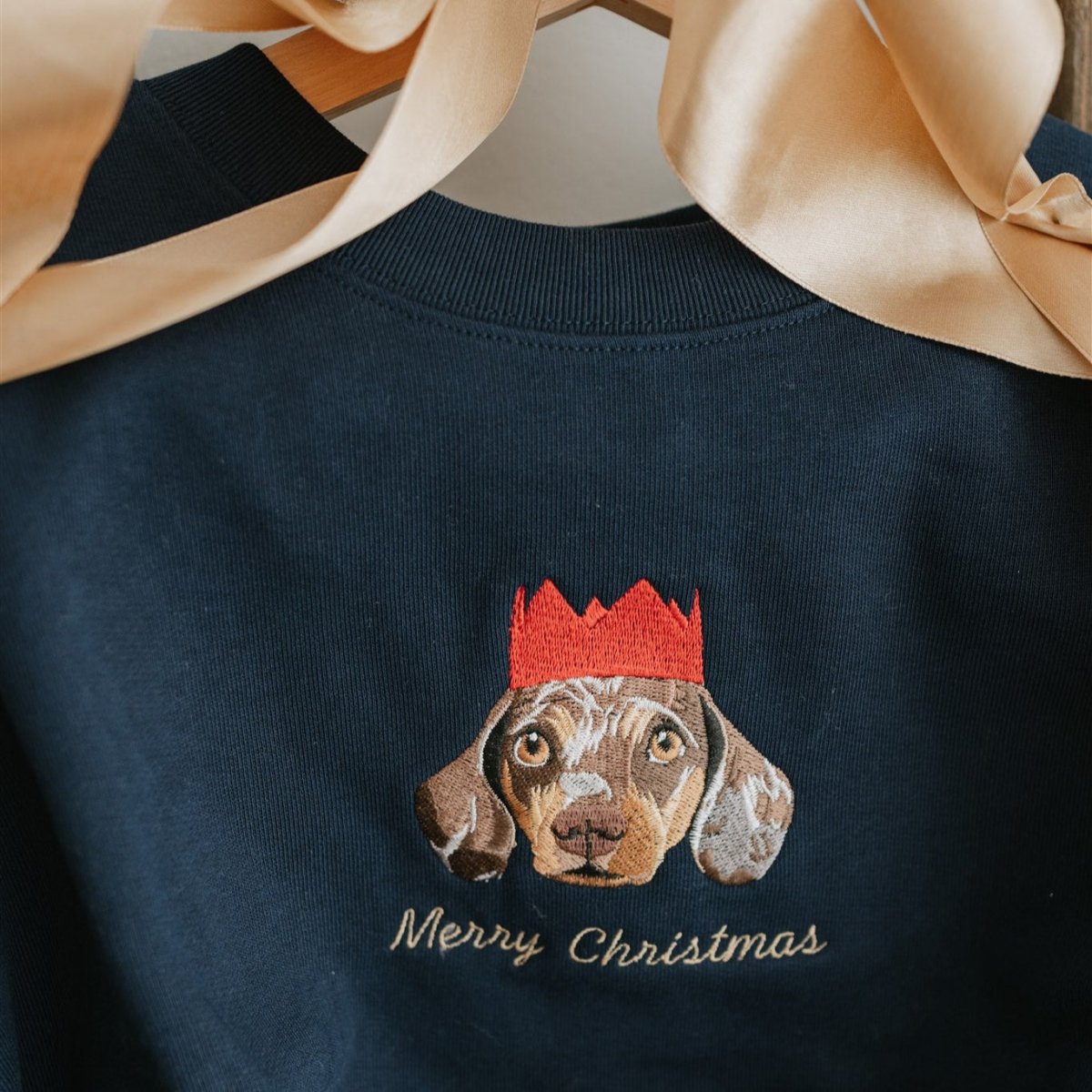 New Embroidered Pet Portrait Organic Christmas Jumper - Lucy and Lola Shop