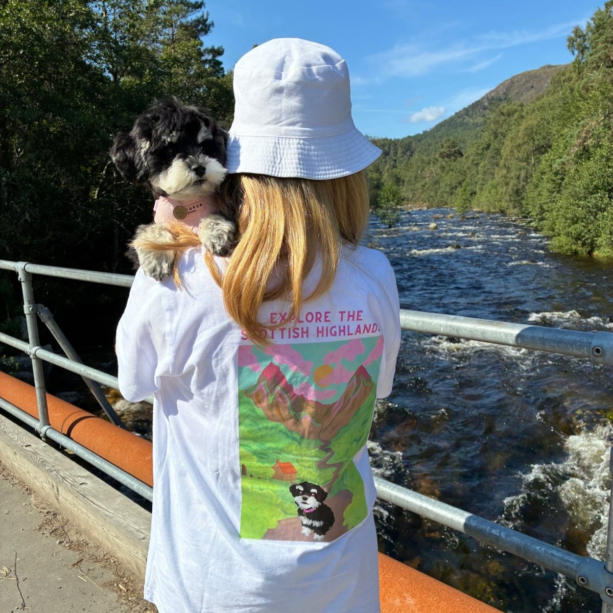 Printed Pet Portrait Scottish Highlands Organic T-Shirt - Lucy and Lola Shop