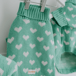 Teal Heart Knitted Dog Jumper or Cat Jumper - All Profits to the Dog's Trust - Lucy and Lola Shop